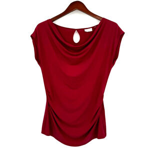 NY&Co SOHO Pink Draped Blouse Medium Ruched Stretch Top